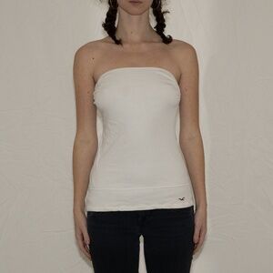 Hollister white tube top full length size medium cotton elastane